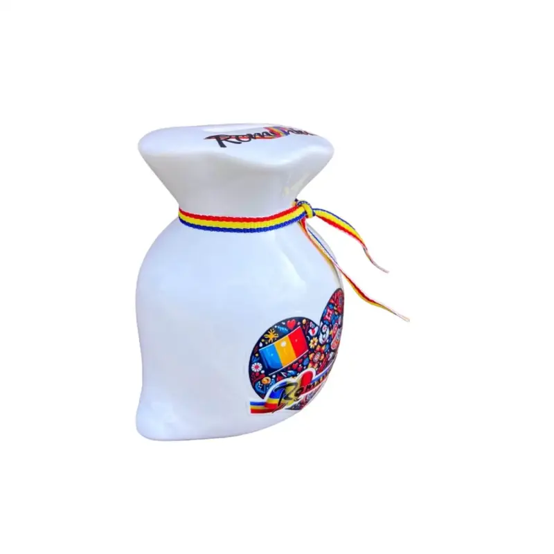 Inima romania, pusculita suvenir sac, model p49-6